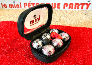 MINI Boules 3 Striées Rouge & 3 Carreaux Noir